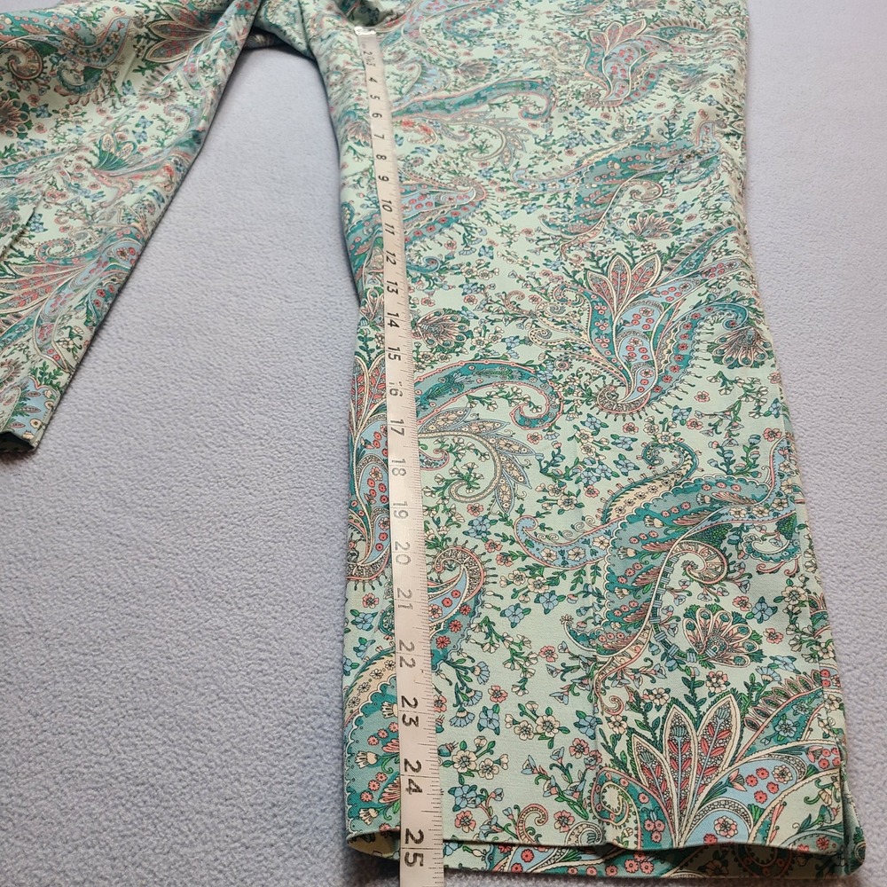 Talbots Paisley Ankle Pants Women 16W Mint Green Excellent Straight Leg Floral - Picture 2 of 7
